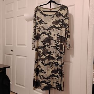 Terry Camouflage Midi Dress Terra & Sky Size 0X